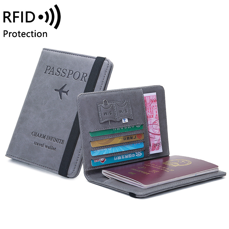 Passport Wallet Rfid - Porta-passaporte unissex em couro PU –