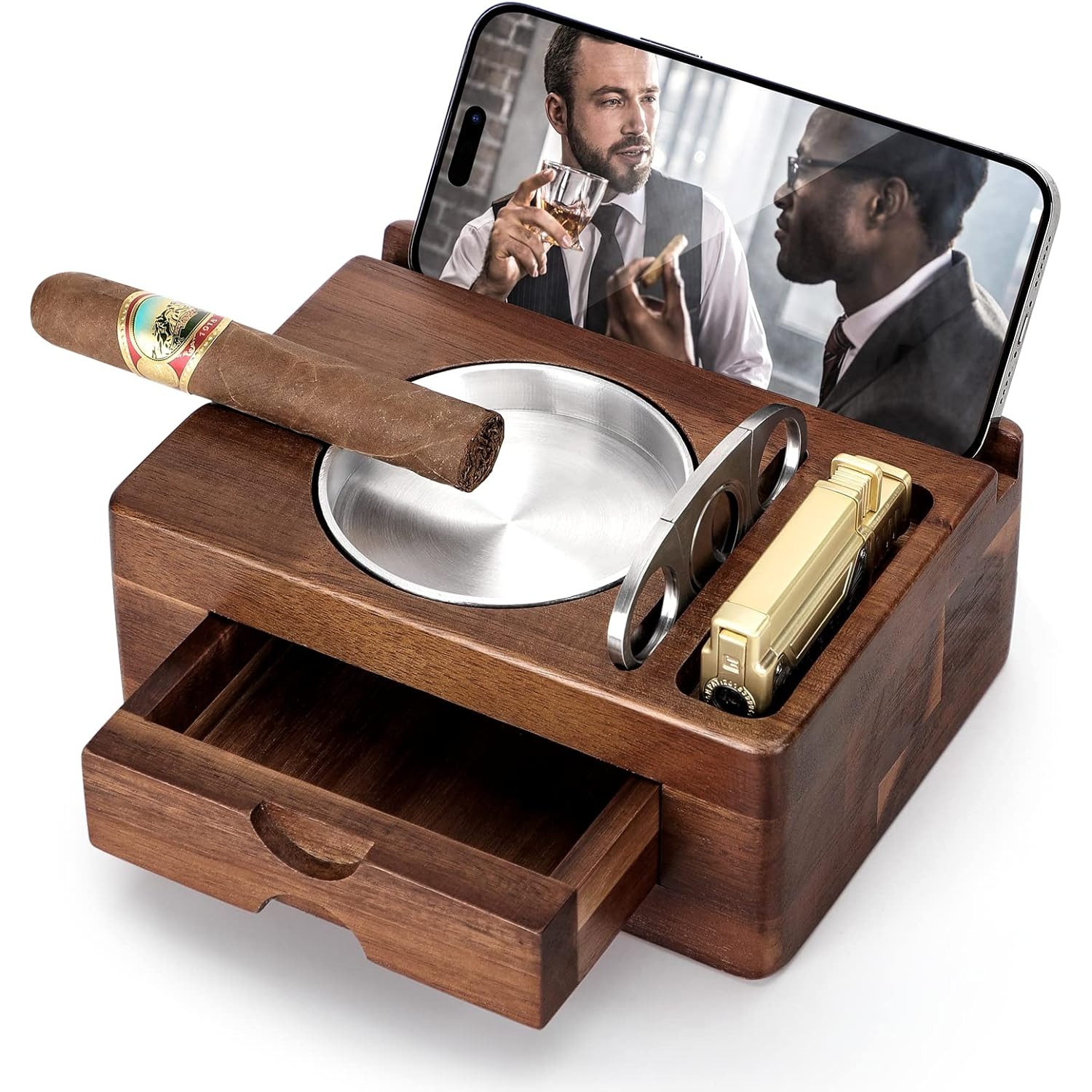 Men Accessories Drawer - Cinzeiros de Madeira com Suporte para