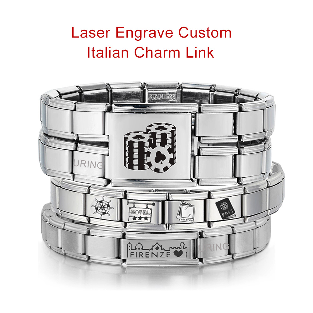 Bracelet Beaded Men - Uring personalizado gravação a laser italiano