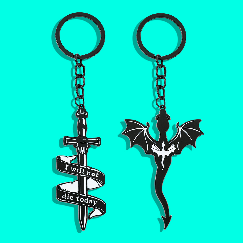 Men Accessories Pendant - Chaveiro de Dragão Preto Fourth Wing,