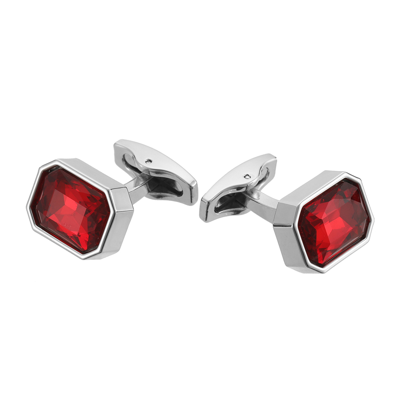 Tie Clip Set - Abotoaduras de cristal vermelho de alta