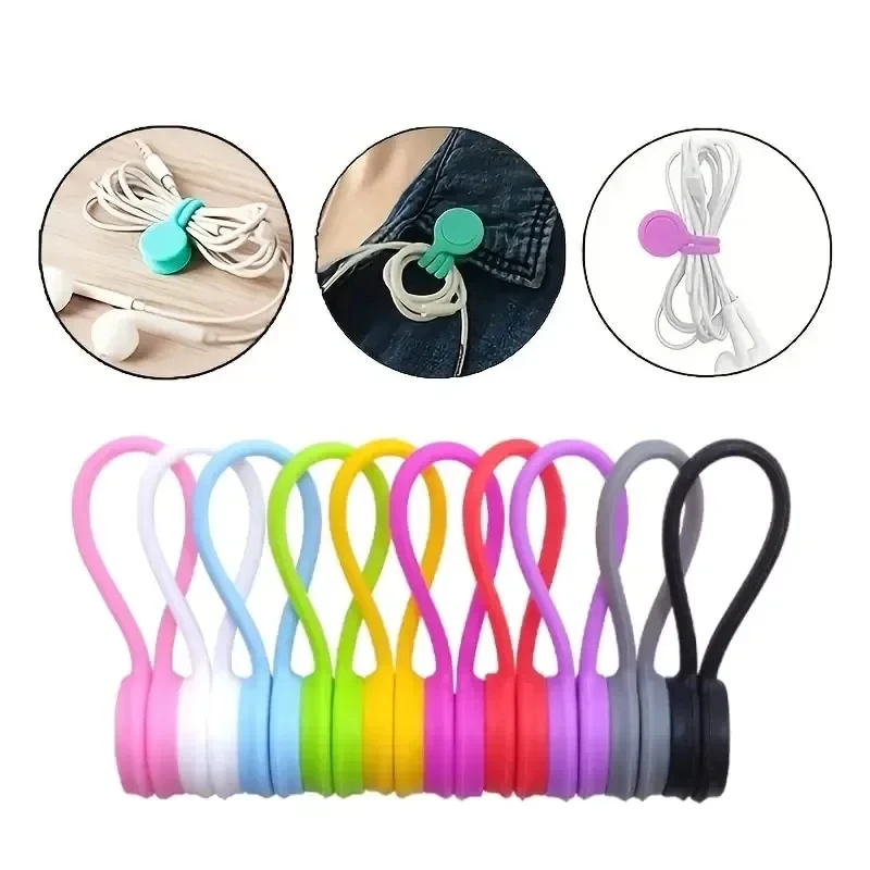 Tie Clip Set - 5/3/1PCS Abraçadeiras Magnéticas de Silicone Reutilizáveis