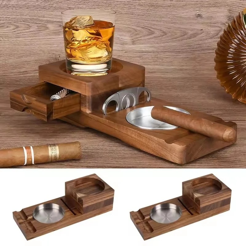 Men Accessories Drawer - Cinzeiro de charuto de madeira com