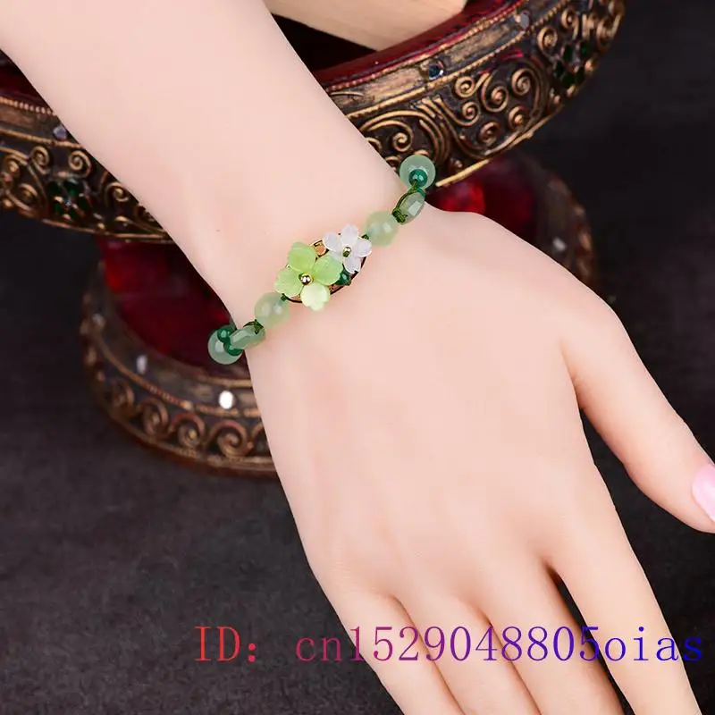 Verde Jade Flor Pulseira para  - Bracelet Beaded Men avaliação e preço