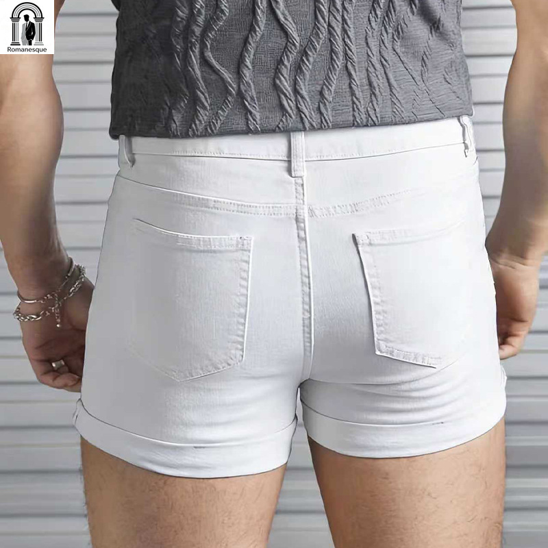 Shorts de Denim Branco Slim Fi - Men'S Accessories For Jeans avaliação e preço