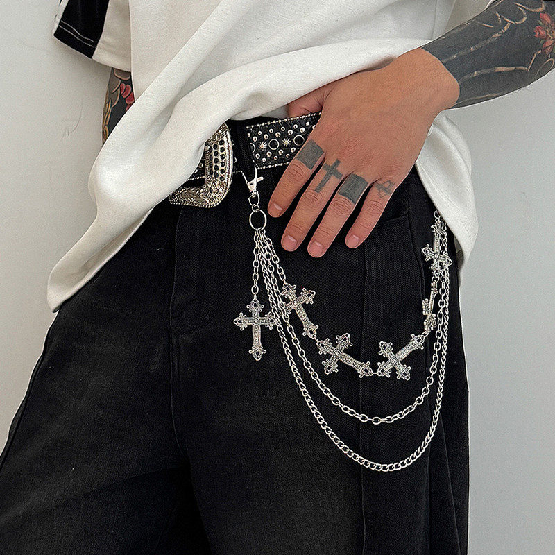 Moda punk calças de metal corr - Men'S Accessories For Jeans avaliação e preço