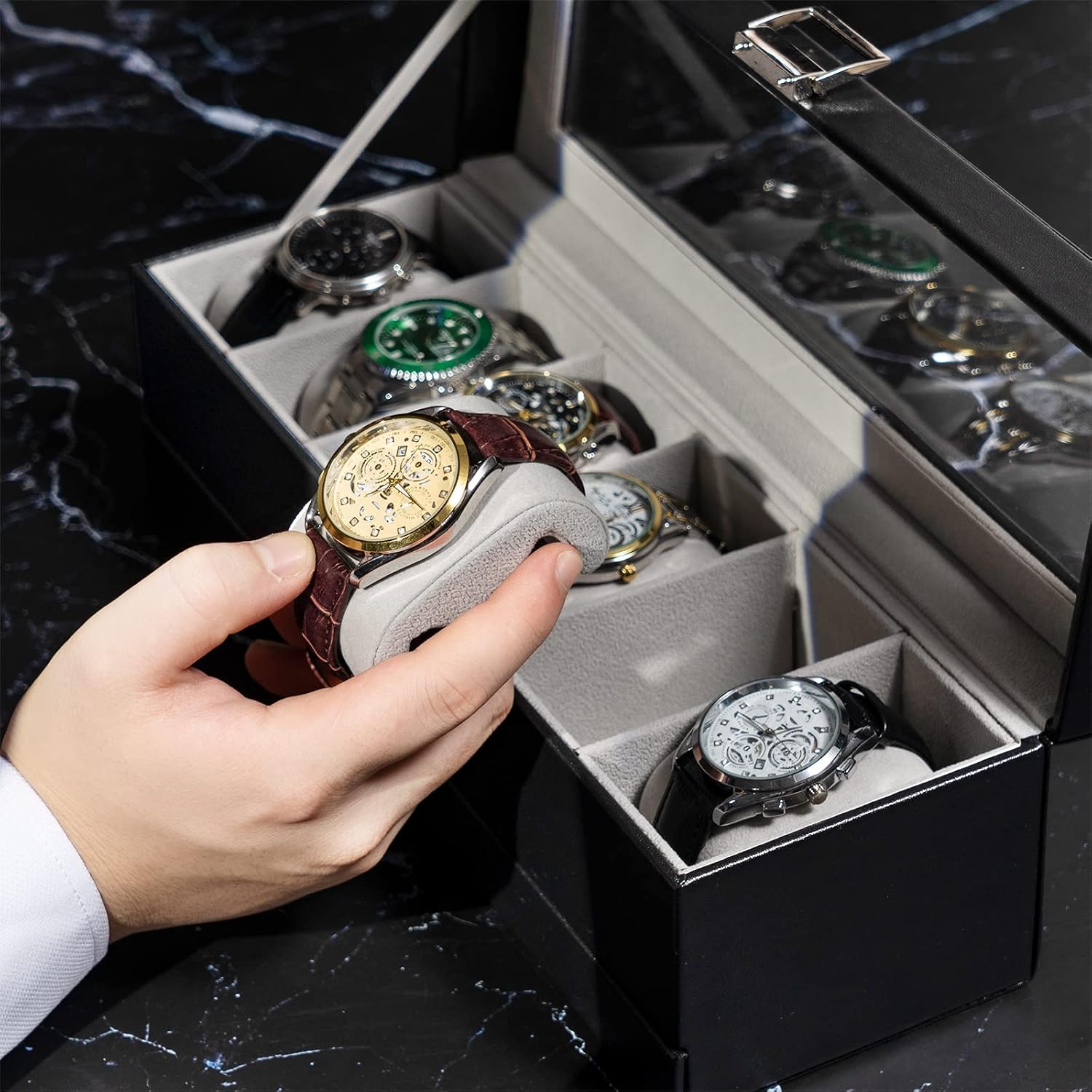Caixa para Relógios com 6 Comp - Men Accessories Drawer avaliação e preço