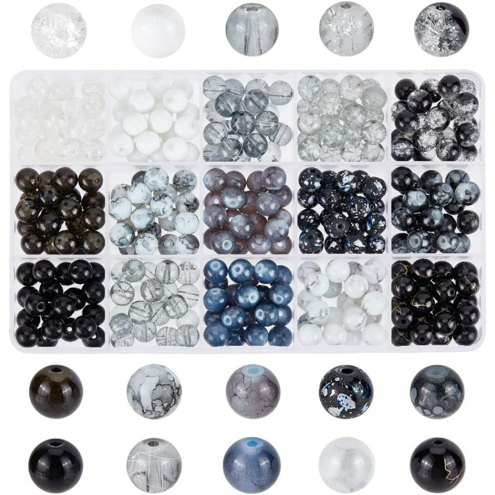 300 peças 8mm contas de vidro  - Bracelet Beaded Men avaliação e preço
