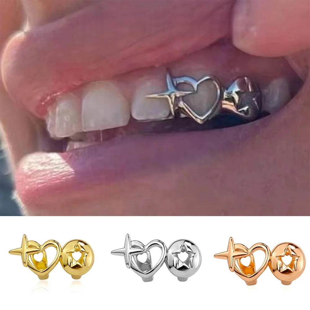 Punk hip hop oco coração dente - Men'S Accessories Designer avaliação e preço