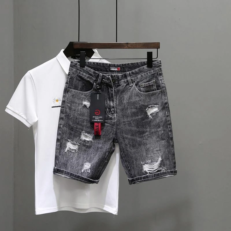 Shorts jeans rasgados preto e  - Men'S Accessories For Jeans avaliação e preço